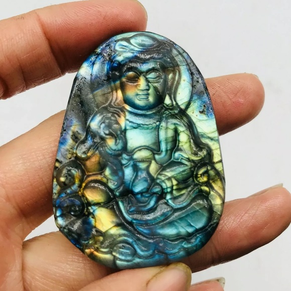 Wow! ✨Charged✨carved labradorite Buddha gemstone - Picture 2 of 5